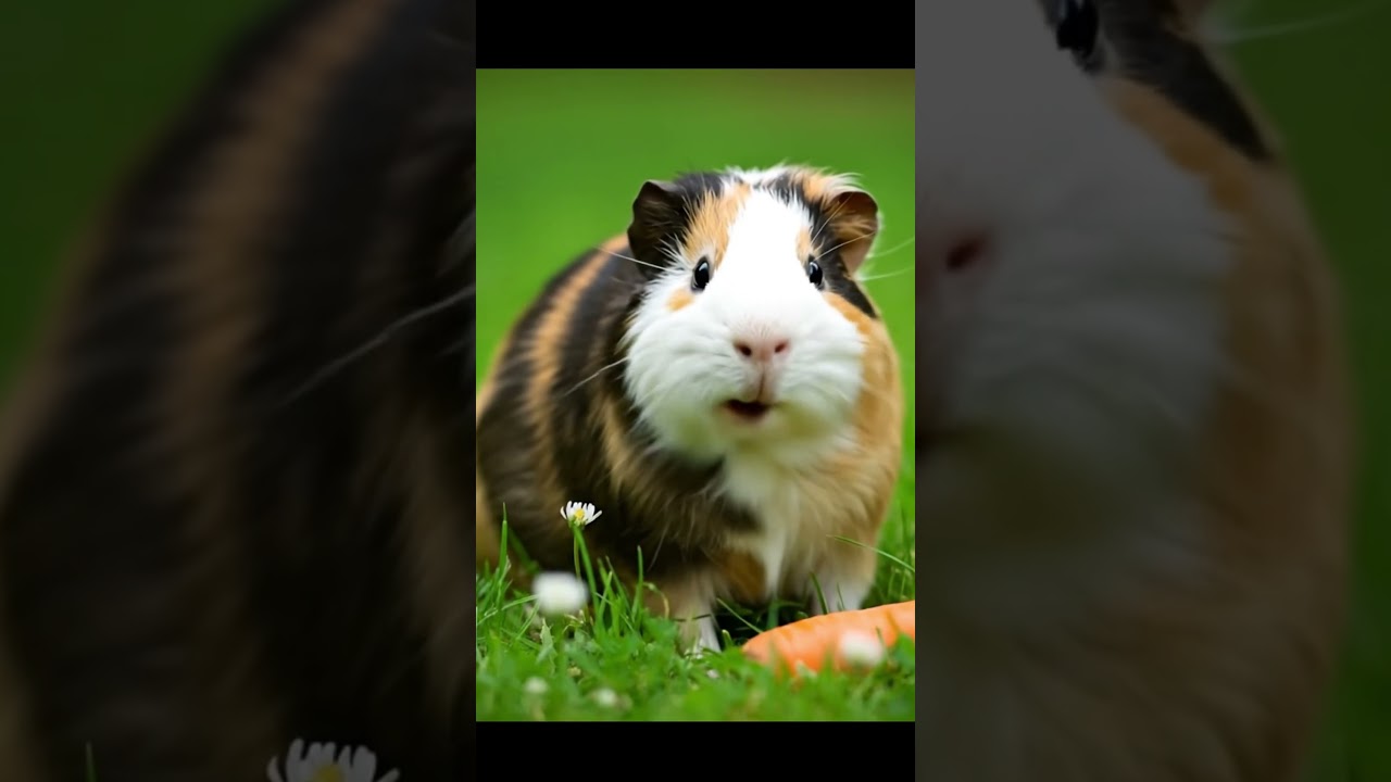Cute Guinea Pigs munching on food