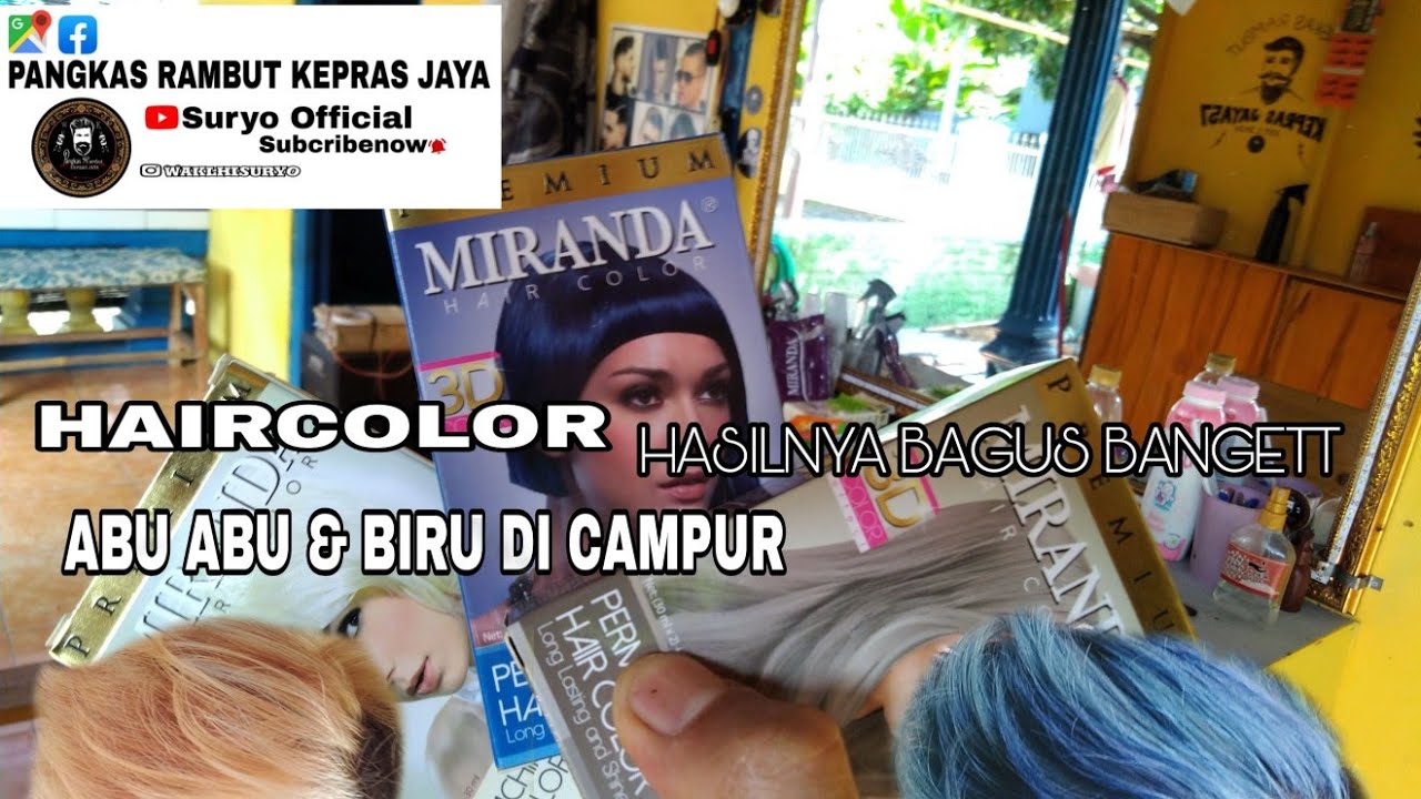 CAT RAMBUT  WARNA  ABU  ABU  DI CAMPUR  BIRU HASILNYA BAGUS 