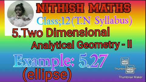 Class:12, Example 5.27, (ellipse) Chapter 5.Two Dimensional Analytical Geometry II
