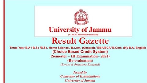 3rd semester re evaluation result out||jammu University latest news||jammu University.
