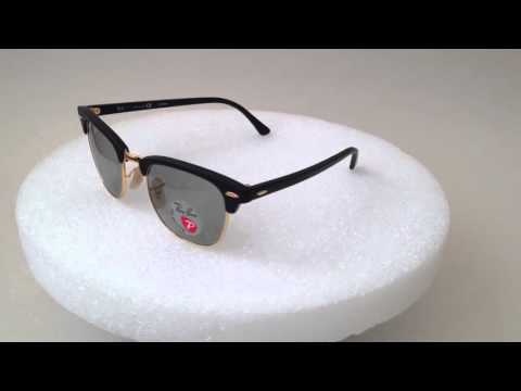 Polarized Ray-Ban Clubmaster Sunglasses Matte Black And