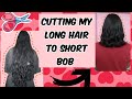 Cutting my Long  hair at home to Short Bob cut.. ❣️😍#shorthaircut 