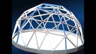 Geodesic Domes Constructed With Triangles Having Built-In Hinges