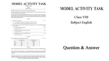 Model Activity Task for Class 8 English January 2022