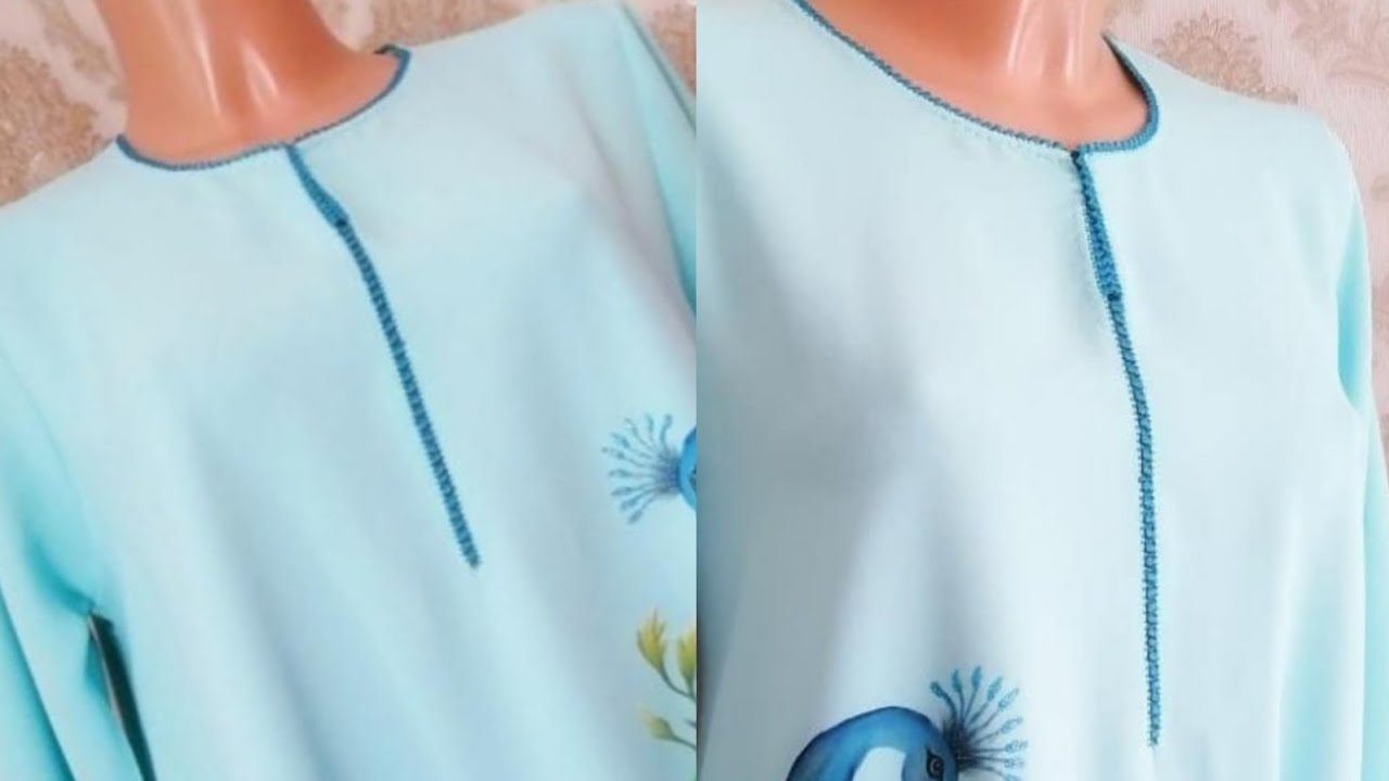 خدمي نصف طوق قميص الراندة بجوج غرزات براندة الحبة بطريقة مختلفة و متطورة وشرح سهل ومبسط +دعم القنوات