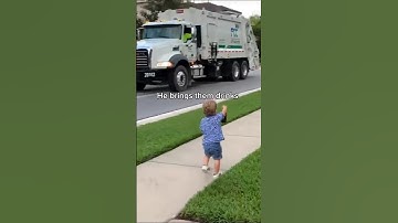 This little boy became best friends with the garbage man ❤️