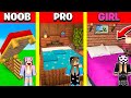 Minecraft Battle: INSIDE BED BASE HOUSE BUILD CHALLENGE - NOOB vs PRO vs GIRL / Animation