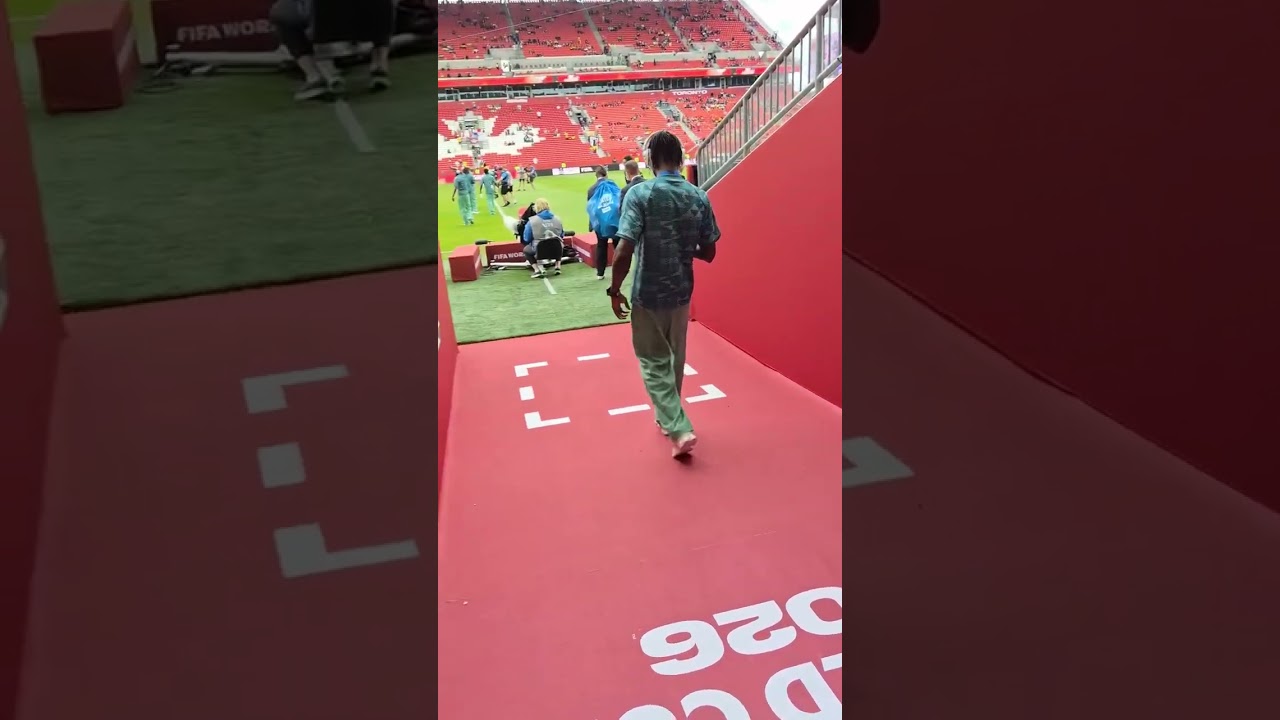 Benjamin Asare steps out of the tunnel to check the pitch before the Panama game