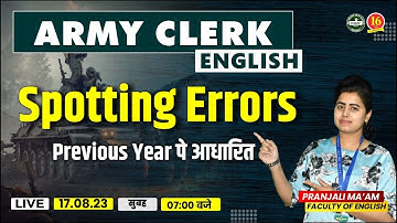 Army Clerk English | Spotting Errors | Previous Year Questions | Army Clerk | Pranjali Maam - MKC
