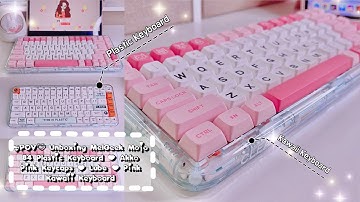 [4K] POV Unboxing and Rating MelGeek Mojo 84 Plastic + Akko Pink Keycaps | Transparent Keyboard