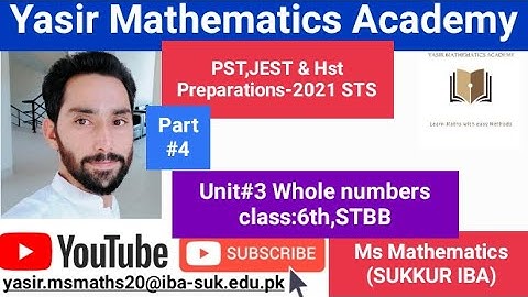 exercise 2.1|Whole numbers|Class 6th|Mathematics|4th Part|PST-JEST|Test Preparations|Sukkur IBA STS