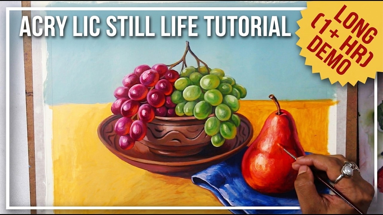Realistic Acrylic Still Life Painting | How to Paint Fruits Step by ...