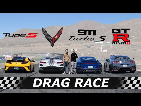 Acura NSX Type S vs C8 Corvette vs 911 Turbo S vs Nissan GT-R NISMO // DRAG & ROLL RACE