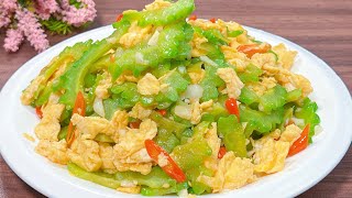 How to stir fry bitter melon (bittergourd) with eggs 苦瓜炒雞蛋 Chinesefood   You will be addicted ❗