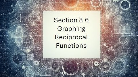 8.6 Graphing Reciprocal Functions
