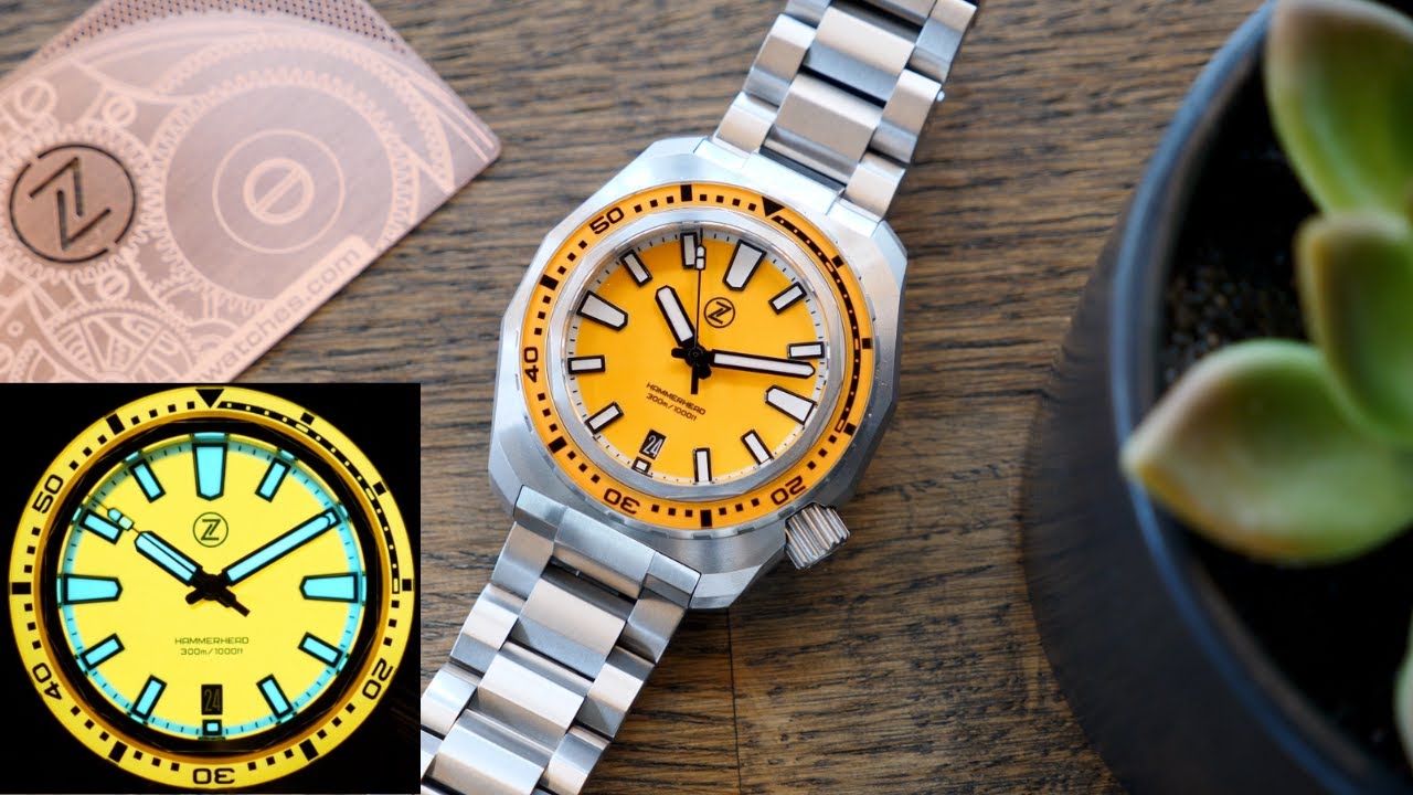 Zelos Hammerhead V3 300M TI Ember Orange Fully lumed dial Unboxing