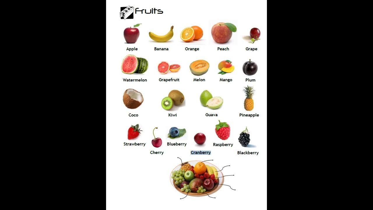 VocabularyNounsFruits YouTube