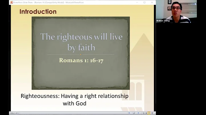 Romans 1 Bible Study (Part 1/2) Lecture 1 - Pastor Walker Tzeng