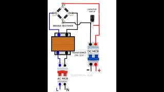Bridge rectifier wiring AC to DC converter animation explained | #bridgerectifier #shorts