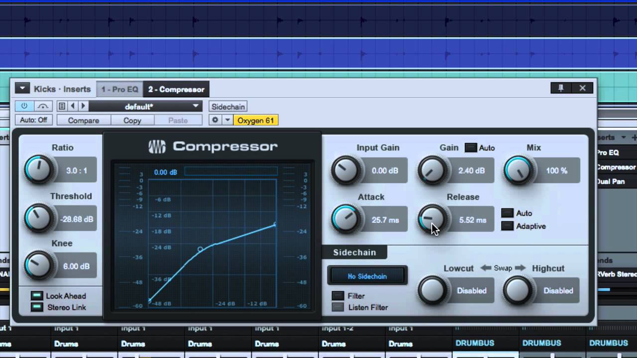 compression settings for bass