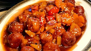 Restaurant style Sweet and sour Meat balls on a budget !