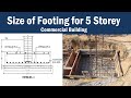 Size of Footing for 5 storey Building with Steel Reinforcement Details