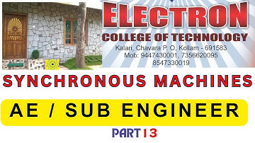 ASSISTANT ENGINEER /SUB ENGINEER KSEB SYNCHRONOUS MACHINES PART 13