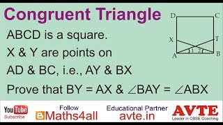 ABCD is a square. X & Y are points on AD & BC ie AY = BX. Prove BY = AX & Ang BAY = Ang ABX