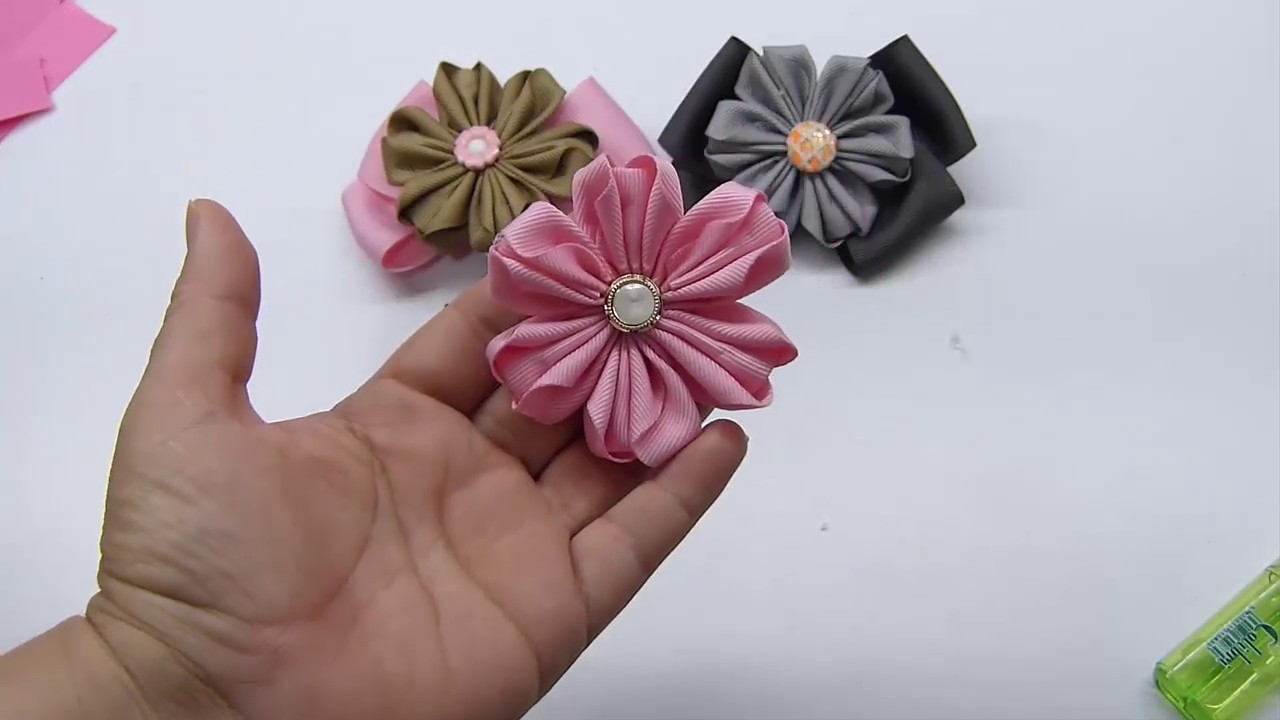 Flor pequeña petalos hermosos faciles Elegante para Centro de Lazos en cinta gros