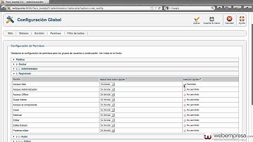 Ayuda Joomla 2.5 - Configuración Global - Permisos