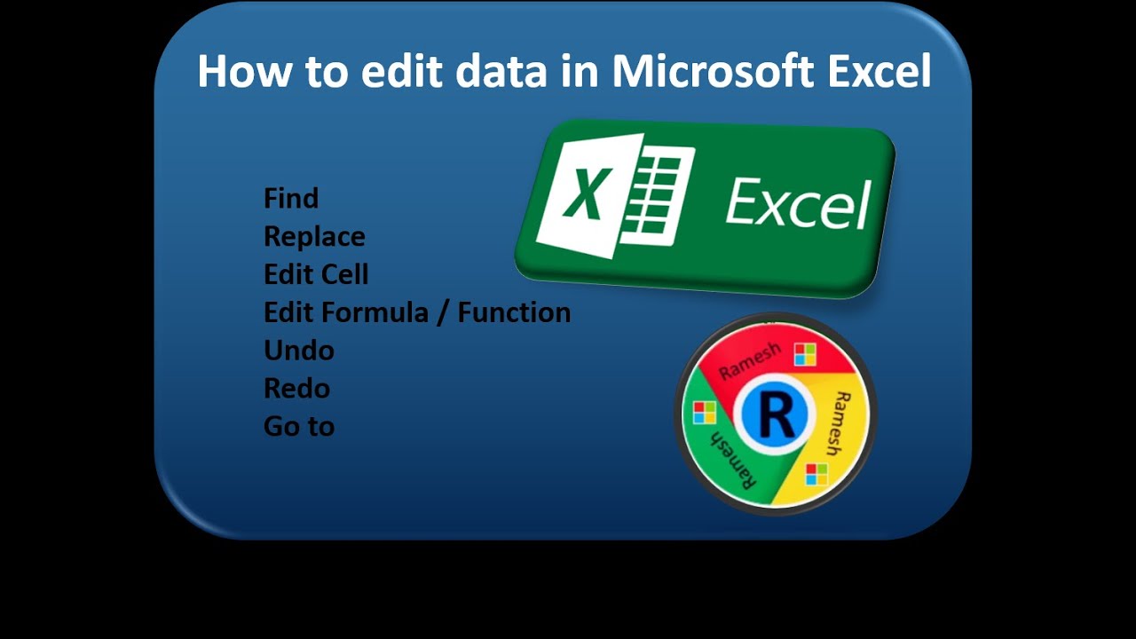 Editing data / formula in Microsoft Excel - YouTube