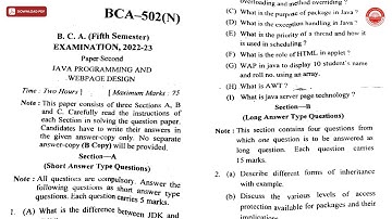 BCA 5TH SEM JAVA PROGRAMMING AND WEBPAGE DESIGN BCA N 2023 | CSJMU