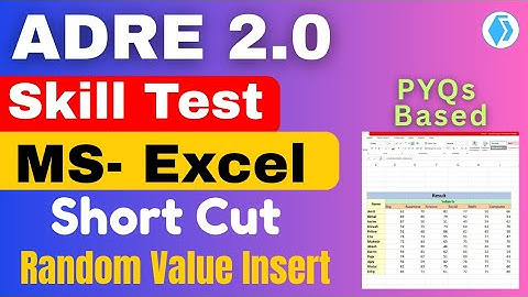 ADRE 2.0 Skill Test PYQs 🚨 ADRE Skill Test Papers 🚨 ADRE Skill Test MS- Excel | SHORT CUT   Classfix
