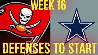 Defenses / ST To Start Week 16 Fantasy Football