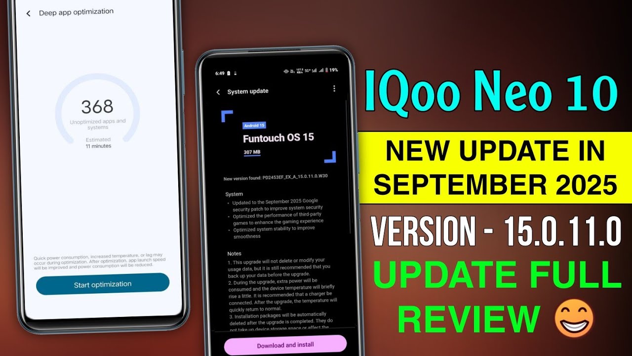 IQoo Neo 10 New Update in September 2025 | IQoo Neo 10 15.0.11.0 Update Full Review 😁