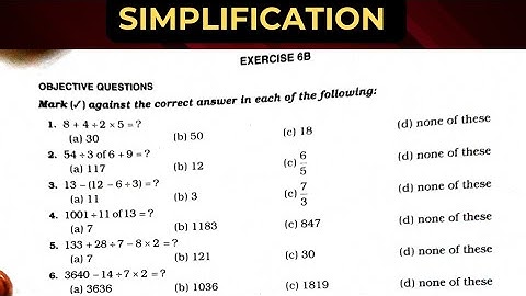 Simplification | objective Questions | class 6th | R S Aggarwal maths solution | Exercise 6B |