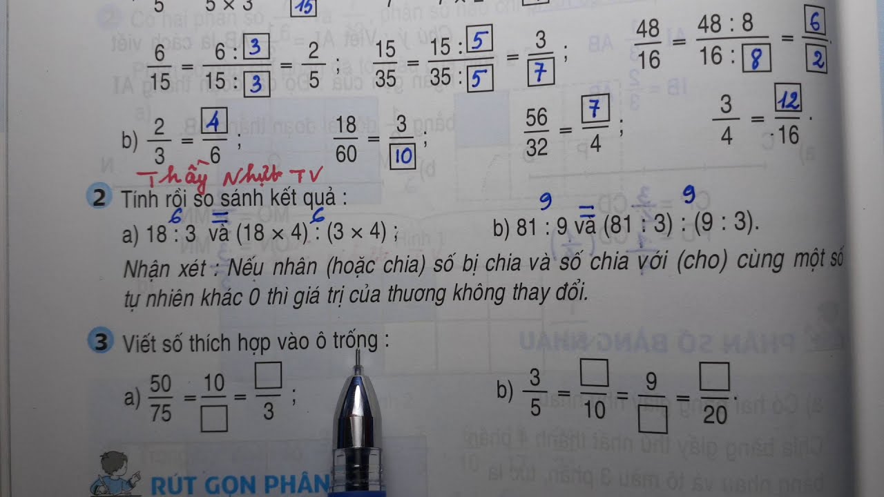 TOÁN LỚP 4 - SGK/ Trang 111 - PHÂN SỐ BẰNG NHAU - Thầy... - youtube