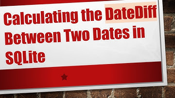 Calculating the DateDiff Between Two Dates in SQLite