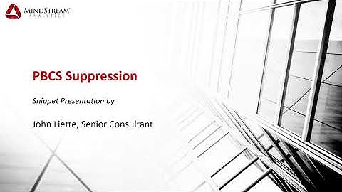 MindStream snippet - Oracle PBCS Suppression
