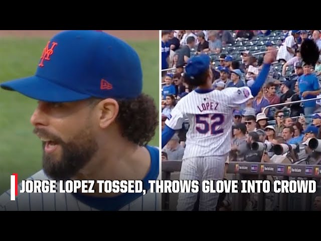 EJECTION ALERT 😡 Jorge Lopez TOSSED, then throws glove into the crowd 👀 | ESPN MLB class=