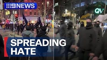 Neo-Nazis march through Melbourne | 9 News Australia
