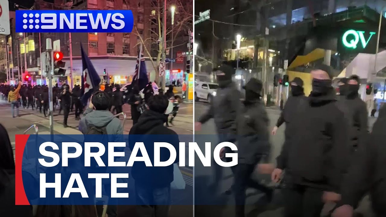 Neo-Nazis march through Melbourne | 9 News Australia Neo-Nazis march through Melbourne | 9 News Australia