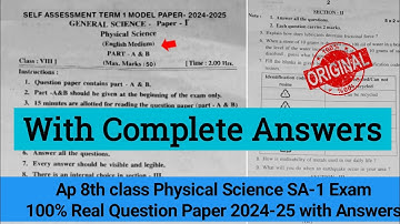 💯real 8th class physical science Sa1 question paper 2024|Ap 8th Sa1 physics real paper 2024 answers
