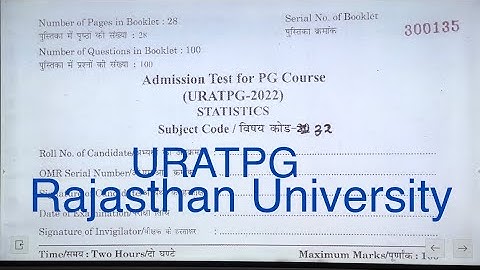 URATPG | Statistics | Test Paper 2022  | Dr. Ruchi Khandelwal