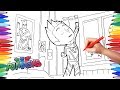 PJ MASKS Coloring Pages for Kids | How to Draw and Color PJ Masks CatBoy Connor in His Room