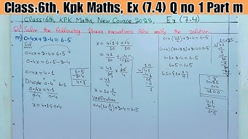 Class 6th Kpk Maths Ex 7.4 Q no 1 Part m