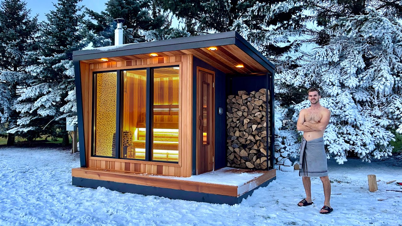 ⁣Building a MODERN SAUNA in a Winter Wonderland - Full Build