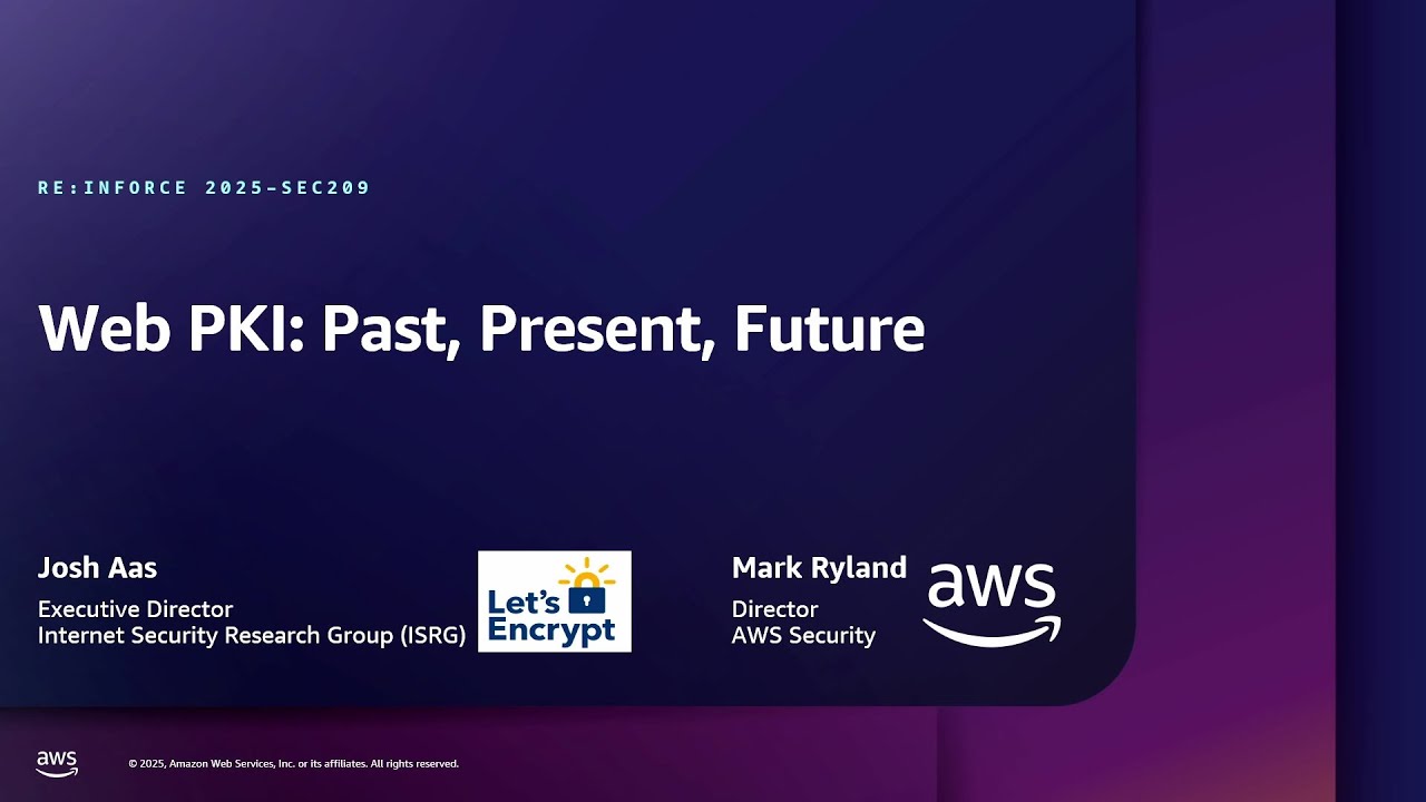 AWS re:Inforce 2025 -Internet security: The past and future of TLS certificates and web PKI (SEC209)