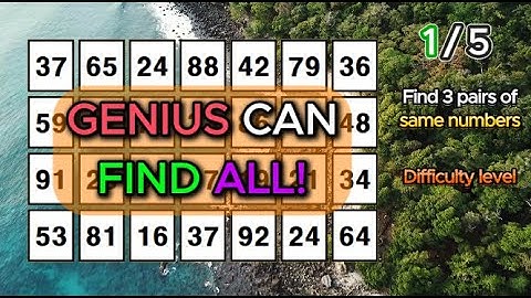 Find 3 pairs of identical numbers/Dementia Prevention Quizzes/Tests.#245