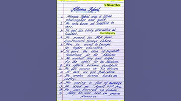 Allama Iqbal essay in English | 10 lines essay on Allama Iqbal in English handwriting | Essay